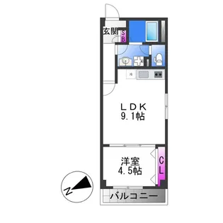 アルカンシェルコート緑橋【1階】の間取り