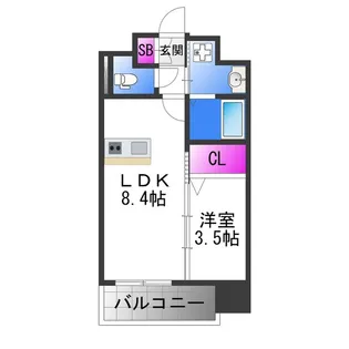 LUXE玉造南【11階】の間取り