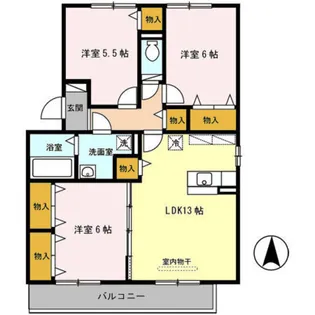 アピテ高安【3階】の間取り