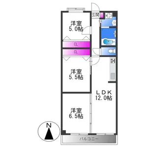 コーラルハイツ平野【9階】の間取り