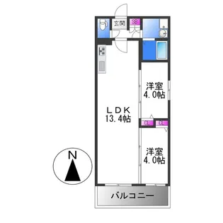 TIO長居公園南【2階】の間取り