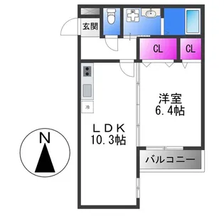 フェリシアーク加美【3階】の間取り