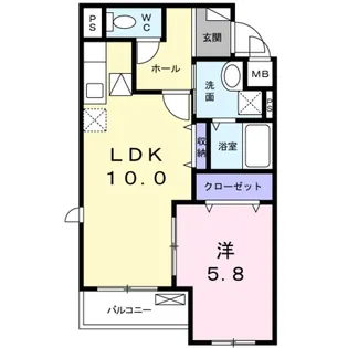 ロングフィールド長原【1階】の間取り