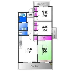 サンセール瓜破【7階】の間取り