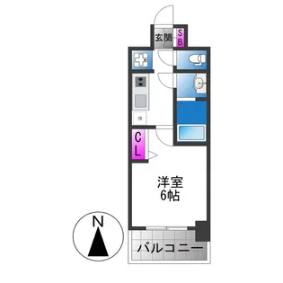 プレサンス鶴橋トレヴィエ【6階】の間取り