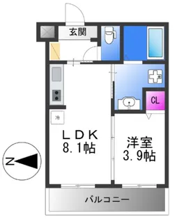 リアライズ長居公園通【2階】の間取り