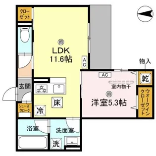 グランディーユ平野西【1階】の間取り