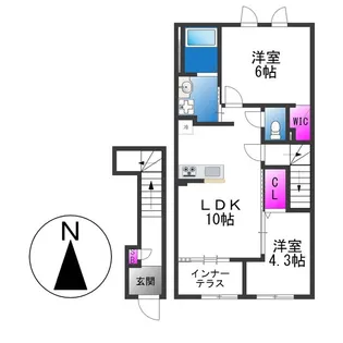 メゾン・ド・ヴェルデ若江【2階】の間取り
