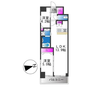 スプランディッド上本町WESTⅡ【13階】の間取り