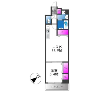 スプランディッド上本町WESTⅡ【11階】の間取り