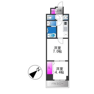スプランディッド上本町WESTⅡ【13階】の間取り