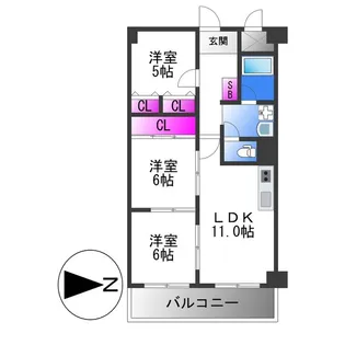 サンメゾン【5階】の間取り
