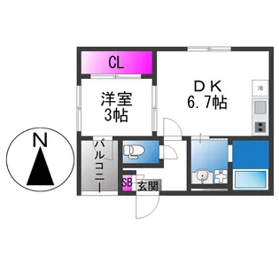 ハーモニーテラス西今川【2階】の間取り