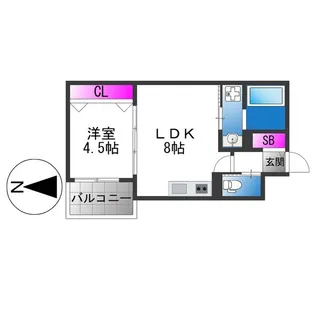 セレニティ勝山北【1階】の間取り