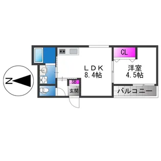 セレニティ勝山北【1階】の間取り
