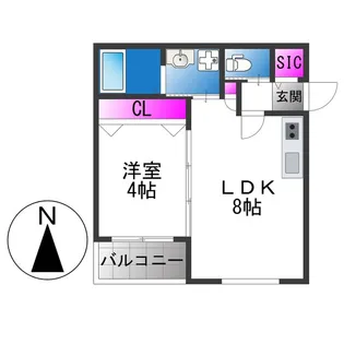 セレニティ勝山北【1階】の間取り