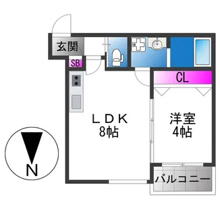 セレニティ勝山北【2階】の間取り