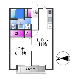 ベルリード加美北A【2階】の間取り