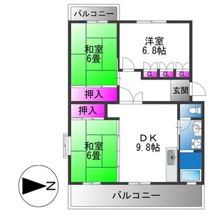 シュロス若江【1階】の間取り