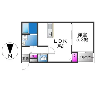 クレスト高安【1階】の間取り