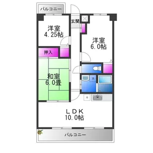 片岡マンションFOUR【5階】の間取り