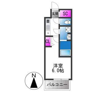 エスリード大阪イーストエッジ【6階】の間取り