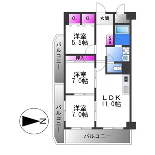 サンメゾン【3階】の間取り