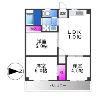 グローハイツ瓜破【4階】の間取り