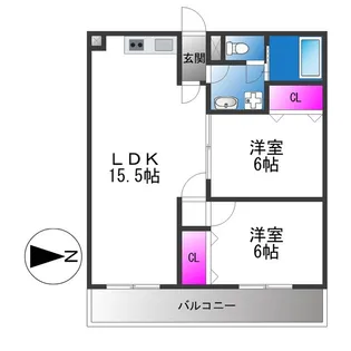 グローハイツ瓜破【2階】の間取り