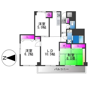 イーストマンション【5階】の間取り