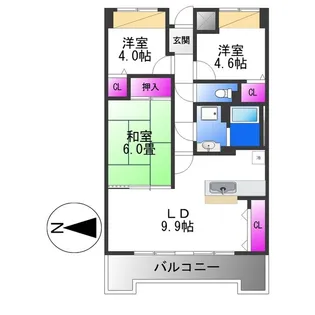 平野元町日興マンション【6階】の間取り