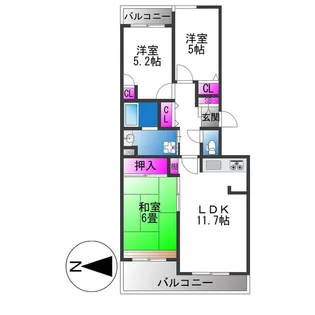 グランビュー山手【3階】の間取り