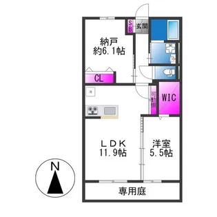グレースメゾン背戸口【1階】の間取り