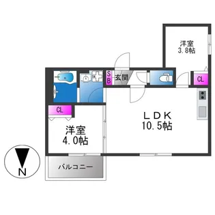 D porta moderno【1階】の間取り