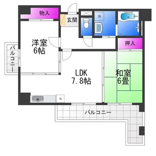 ラ・フォーレ平野【6階】の間取り