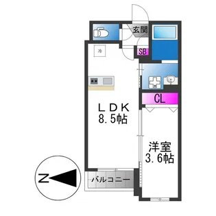 パロス西堤【1階】の間取り