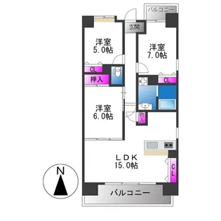 東部市場前レジデンス【8階】の間取り