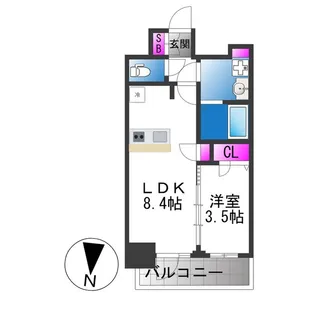 プレリス大阪今里サヴィア【14階】の間取り