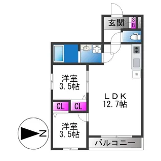 Tio瓢箪山【1階】の間取り