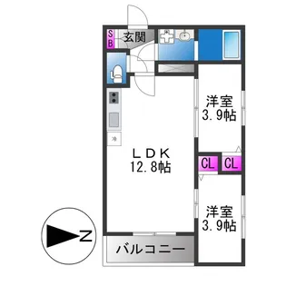 Tio瓢箪山【3階】の間取り
