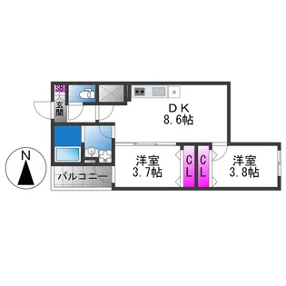 D PORTA DIAMANT【1階】の間取り
