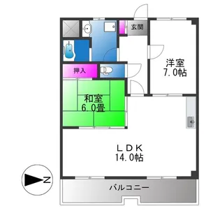 シャトレ長吉【6階】の間取り