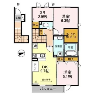 サンディアコート【1階】の間取り
