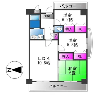 エレガンス巽【6階】の間取り