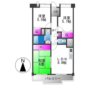 エレガンス巽【7階】の間取り