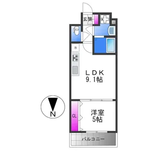 グランパシフィック今里Luxe【9階】の間取り