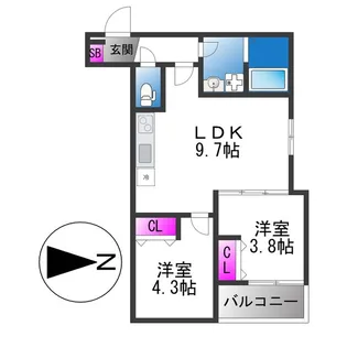 D porta avenue【2階】の間取り