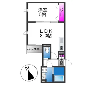 グローハイツ若江【3階】の間取り
