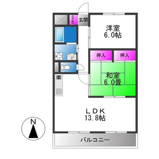 シロハイヌ小阪【1階】の間取り
