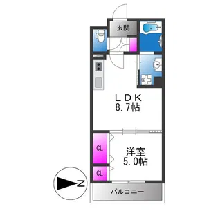 クリエオーレ新堂Ⅱ【2階】の間取り